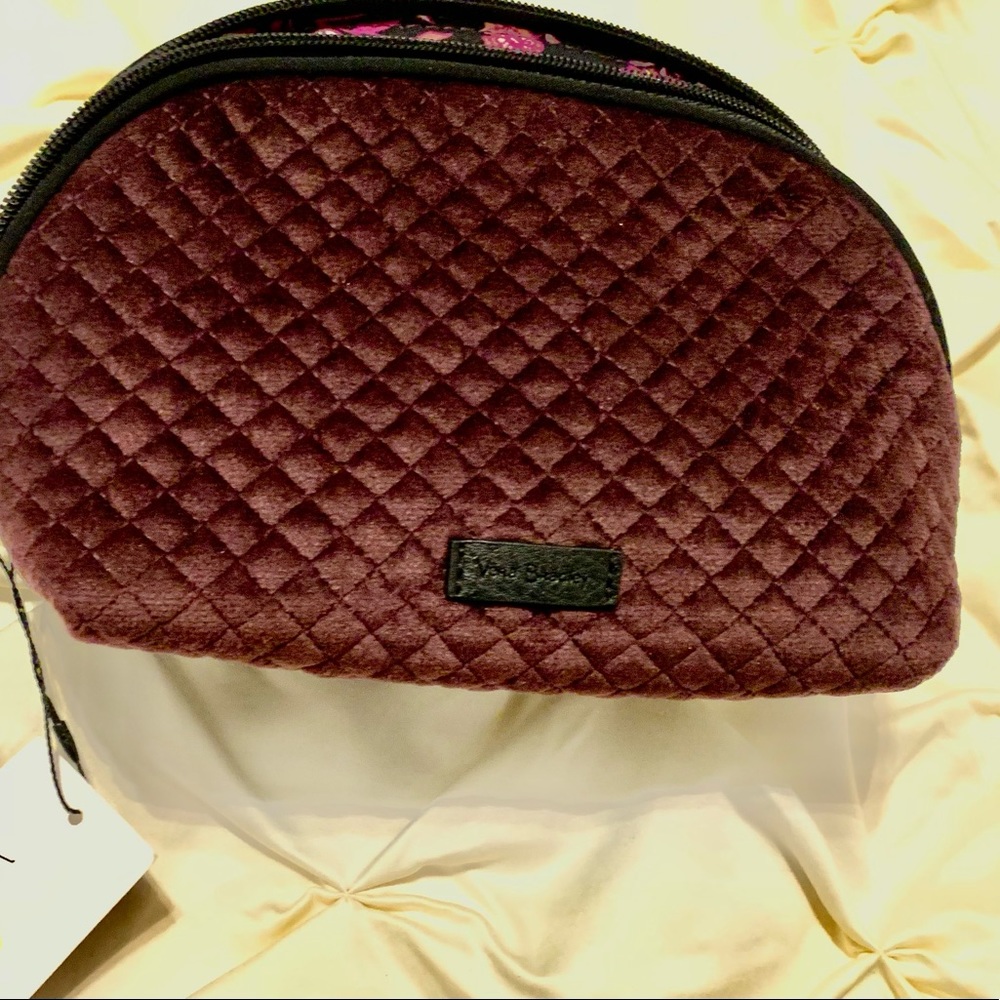 Vera Bradley clamshell lined cosmetic bag NWT. Deep Berry Wine color